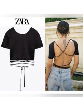 Zara Black Strappy Back Women Top